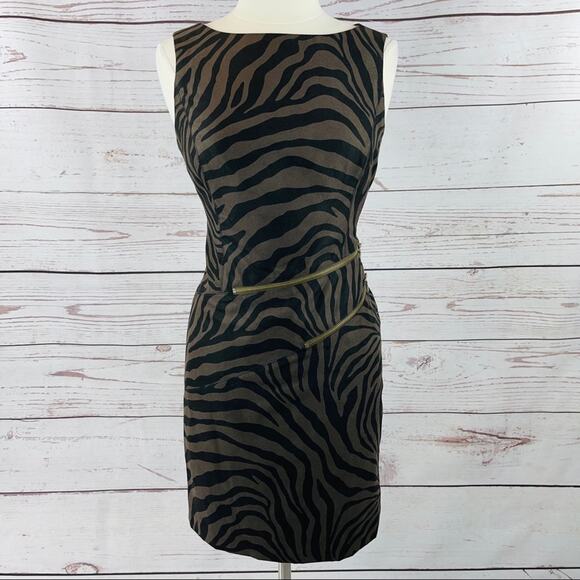 Muse animal print zipper front sheath dress - Picture 1 of 11